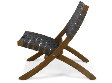 Solidago - Outdoor And Strapping Belt Folding Chairs, (Set of 2) - Black / Brown