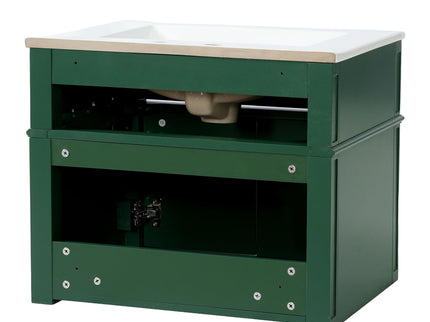 Wall Mounted Bathroom Vanity With Tip Out Drawer And Open Back Design