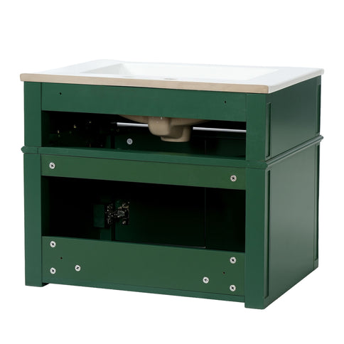 Wall Mounted Bathroom Vanity With Tip Out Drawer And Open Back Design