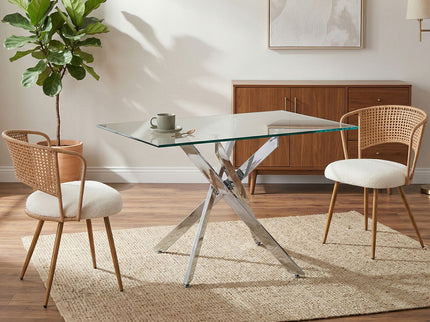 Dining Chairs With Wing Back Design For Kitchen (Set of 2) - Beige / Brown