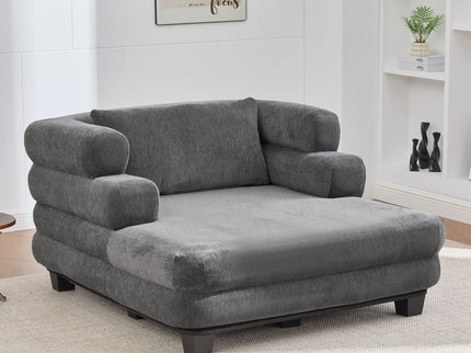 Oversized Chaise Lounge Sofa Bed With Deep Seat And Layered Armrests