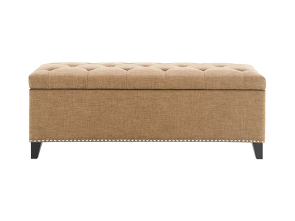 Button-Tufted Storage Ottoman With Safety Close Hinge
