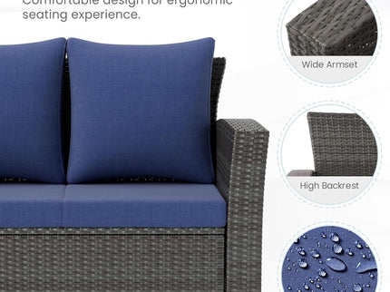 All-Weather Wicker 3 Seat Patio Sofa With Thick Cushions