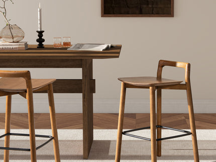 Sven - Modern Minimalist Low Back Counter Stool - Dark Brown Walnut