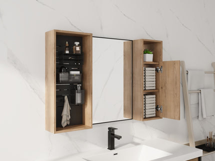 41.3" Wall Mounted Cabinet With Storage, Medicine Cabinet With Door And Adjustable Shelves - Imitative Oak