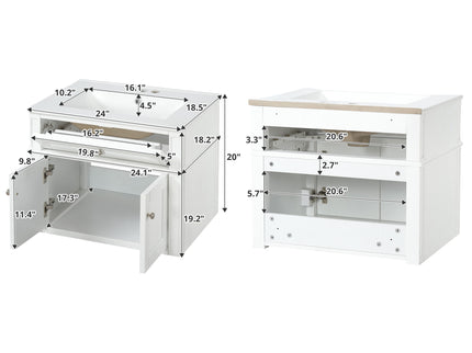 Wall Mounted Bathroom Vanity With Tip Out Drawer And Open Back Design
