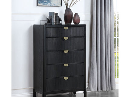 Mason - 5 Drawer Chest With Fluted Design - Black