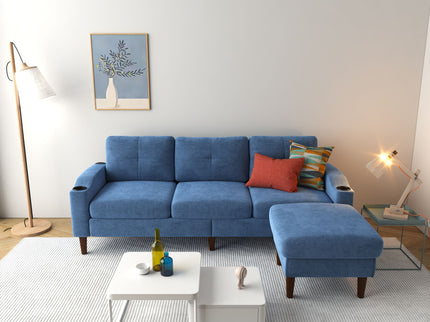 3 Seater Convertible Combination L Shaped Sofa With Footstools With Storage