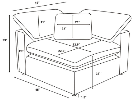 Segoura - 5 Piece Upholstered Modular Sectional With Reclined Back Pillows - Gray