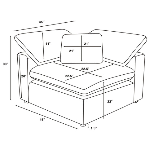 Segoura - 5 Piece Upholstered Modular Sectional With Reclined Back Pillows - Gray