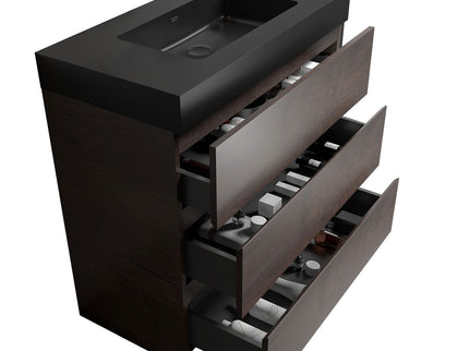 Alice - Bathroom Vanity With Large Storage Freestanding Bathroom Vanity, Sink For Modern Bathroom, One-Piece Sink Basin Without Drain And Faucet