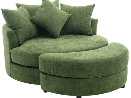360° Swivel Accent Barrel Chair With Storage Ottoman & 4 Pillows, Modern Leisure Chair Round Accent For Living Room