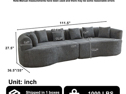 Curved Sectional Sofa With 6 Pillows