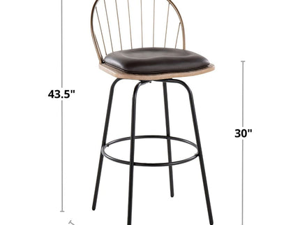 Riley - Claire Farmhouse Fixed Height Barstool With Swivel With Round Footrest (Set of 2)