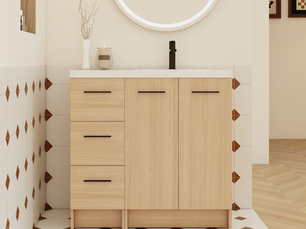 Wall Mounted Floating Bathroom Vanity With Sink, Door & Drawers Modular Cabinet