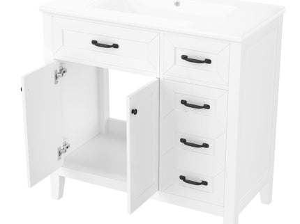 Modern Bathroom Vanity With Sink, Freestanding Design With Drawers And Doors
