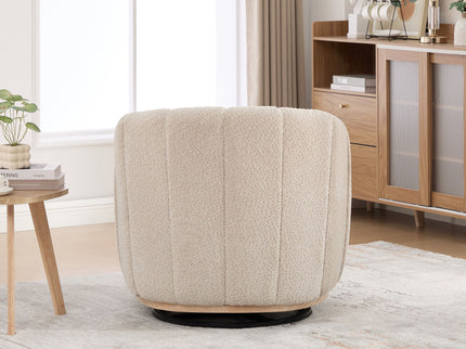 Swivel Upholstered Barrel Chair With Metal Base