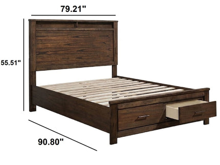 Eastern King Bed With Footboard Drawers Furniture - Oak