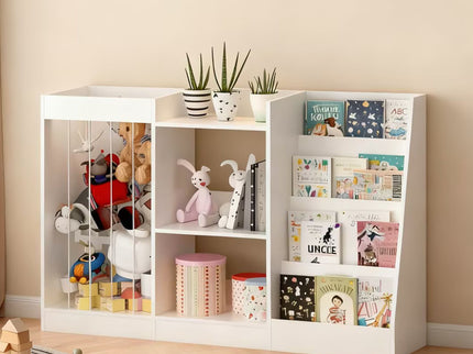 Bookshelf And Toy Storage, 3 Tier Montessori Bookcase With Stuffed Animal Organizer - White