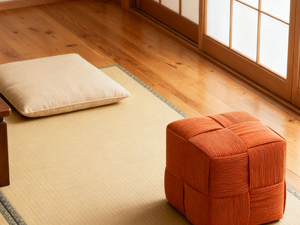 Modern Ottoman Foot Rest With Woven Design
