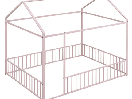 Metal Bed House Bed Frame With Fence
