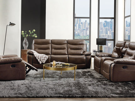 Aashi - Leather Gel Match Recliner Sofa - Brown