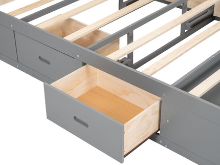 Platform Bed With Storage Headboard, Shoe Rack And 4 Drawers