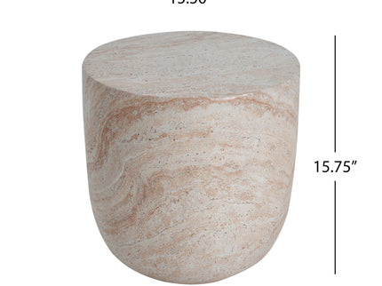 Outdoor / Indoor, Lightweight Concrete Side Table With Travertine - Beige