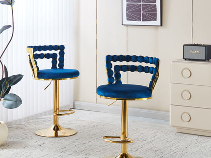 Modern Bar Chair With Iron Tube Legs, Soft Cushions And Comfortable Backrest (Set of 2)