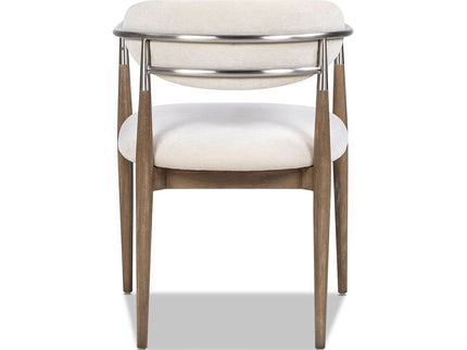 Artemis - Mixed Material Upholstered Dining Arm Chair - Warm White