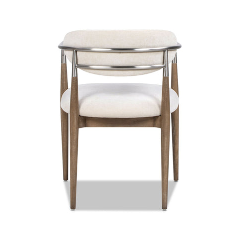Artemis - Mixed Material Upholstered Dining Arm Chair - Warm White