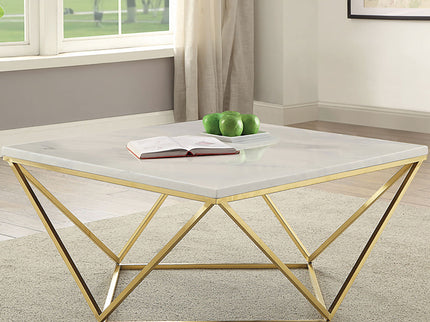 Orion - Coffee Table With Leg Geometric Design - White