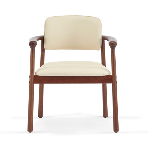 Dining Room Chairs, Ideal For Home & Kitchen (Set of 2) - Beige / Dark Walnut