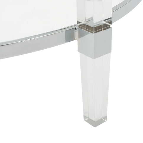 Tempered Glass Round Coffee Table With Four Legs - Clear