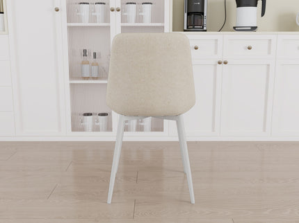 Modern Kitchen Dining Chairs (Set of 4) With Linen Padding And Sturdy Metal Legs - Beige