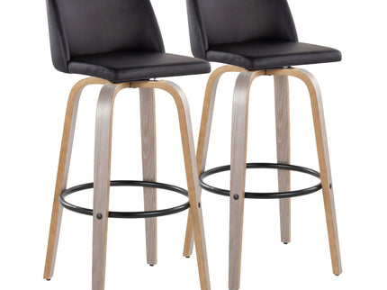 Toriano - Fixed Height Contemporary Barstool With Swivel With Round Footrest (Set of 2)