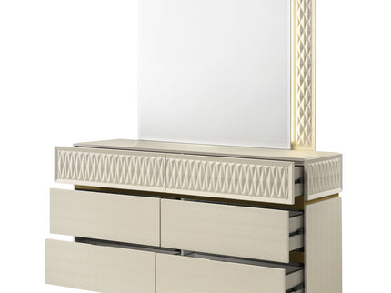 Stanley - LED Bedroom Mirror With Crocodile Texture Frame (Dresser Not Included) - Gray