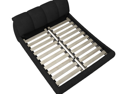 Luxury Upholstered Platform Bed With Oversized Padded Backrest And Solid Wood Frame