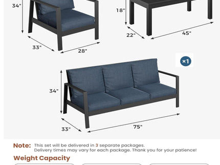 Modern 5 Seat Outdoor Patio Furniture Set With Coffee Table