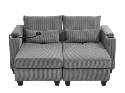 Convertible Chaise Lounge Sofa Chair With USB Ports, Cup Holders, Phone Holder And Storage