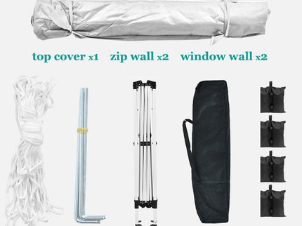 10'X10' Folding Canopy With 4 Removable Sidewalls Outdoor Event Shelter UPF 50+ Gazebo Portable Tents For Parties Beach Camping Wedding Ez Pop Up Canopy 4 Pieces Weight Bag + Carry Bag