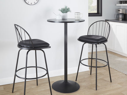 Riley - Claire Farmhouse Fixed Height Barstool With Swivel With Round Footrest (Set of 2)