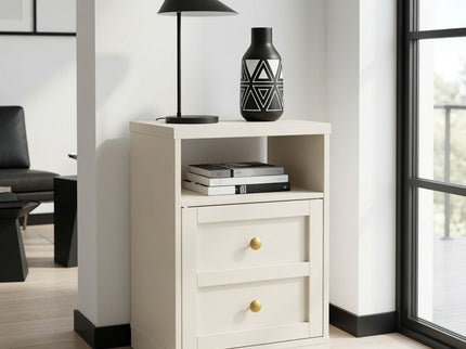 Nightstand With Door & Shelf, 2 Drawer Side Table