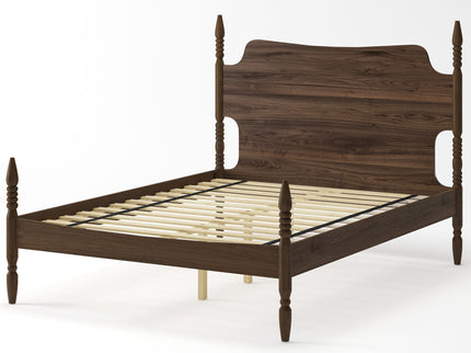 Retro 4 Poster Platform Bed Frame With Curved Tall Headboard