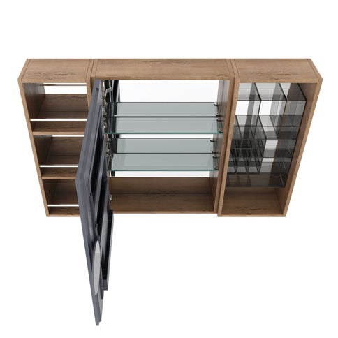 Wall Mounted Bathroom Mirror Cabinet With Adjustable Shelves Storage Cabinet - Imitative Oak