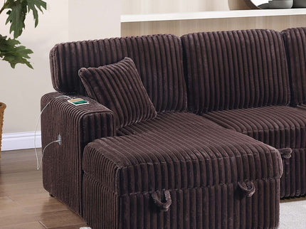 Convertible Sectional Upholstered Sleeper Sofa With Storage Chaise