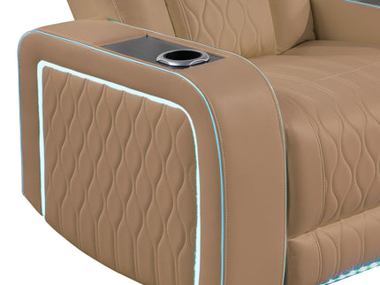 Electra - Power Recliner Sectional Sofa With Power Headrests, Console Loveseats, Wedge, LED Light Strip, Speakers