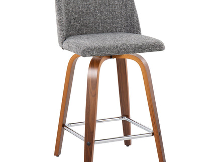 Toriano - Mid Century Modern Fixed Height Counter Stool With Swivel And Square Footrest (Set of 2)