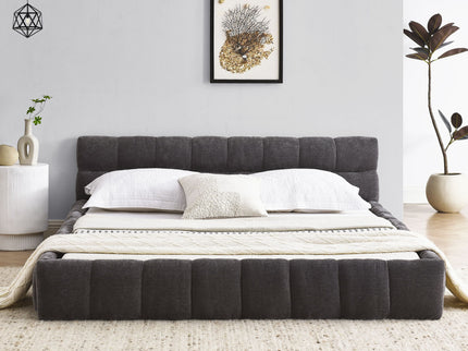Modern Platform Bed Frame With Thick Fabric