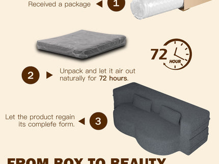 Modern Floor Sofa With 2 Pillows, Twin Size For Living Room